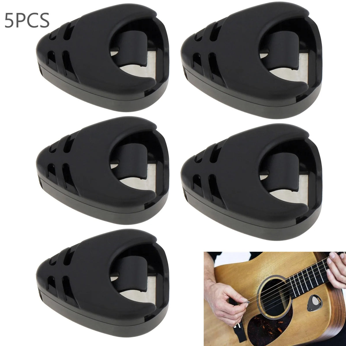 5pcs Guitar Picks Holder Plastic Stick-on Guitar Pick Case Electric Guitar Accessories for Bass Ukul