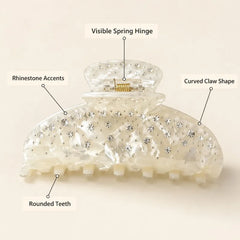Rhinestone Pearl Acrylic Hair Claw Clips Strong Non Slip Sparkly Hair Barrettes Women Daily Wedding Party Accessories