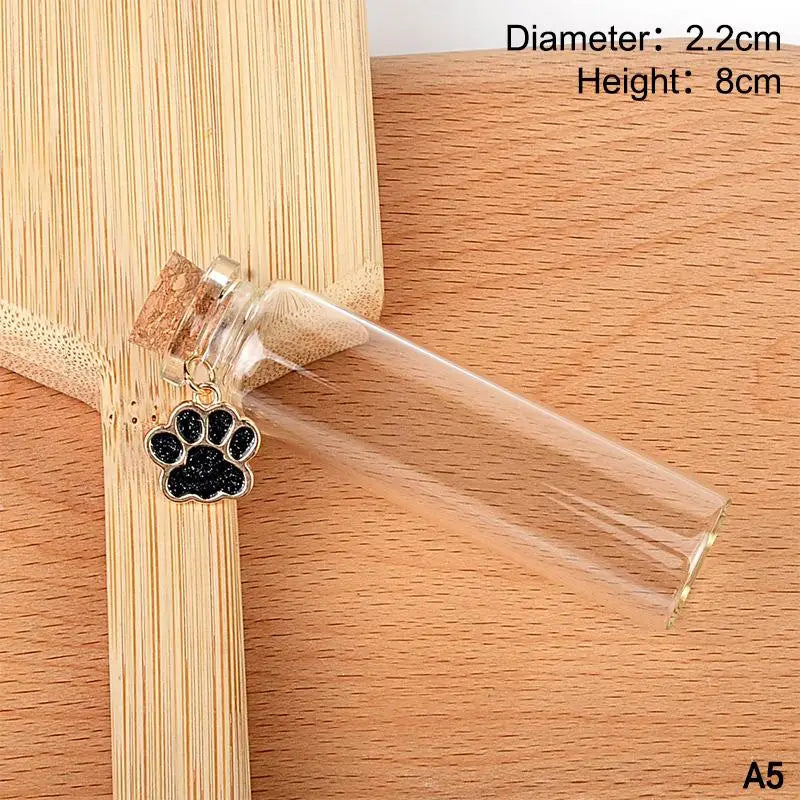 Pet Fur Memorial Glass Bottle Cat Whiskers Storage Bottle With Cork Stopper For Storin close-up view