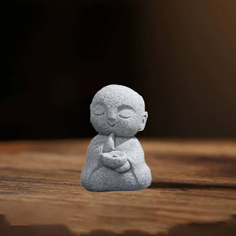 Jizo Monk Incense Holder | Zen Aromatherapy Decor close-up view