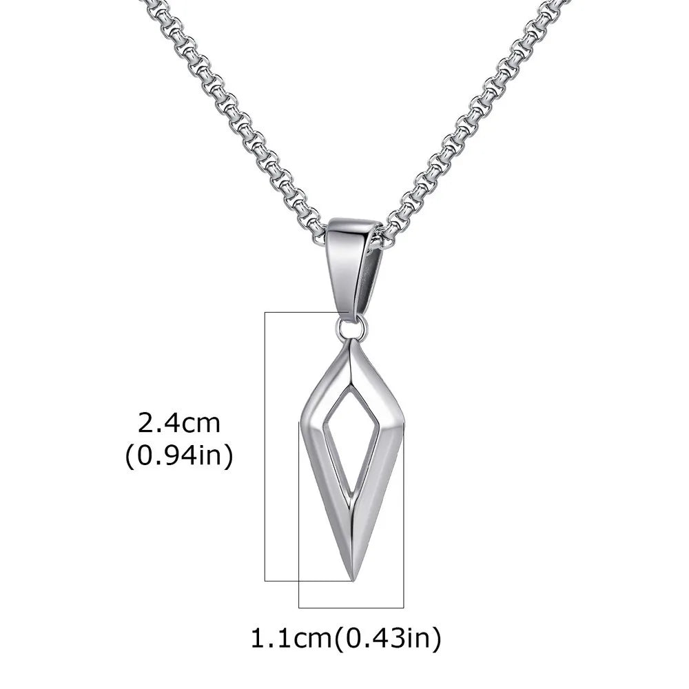 Stainless Steel Four-pointed Star Pendant Necklace | Geometric Collar Jewelry for Men alternate view