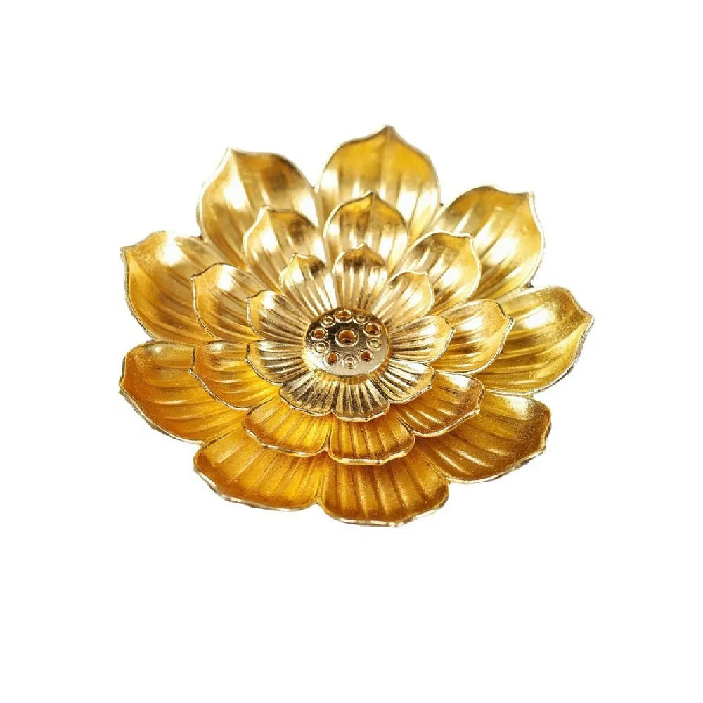 2in1 Alloy Incense Burner | Metal Sandalwood Stick Holder with Zen Lotus Design alternate view