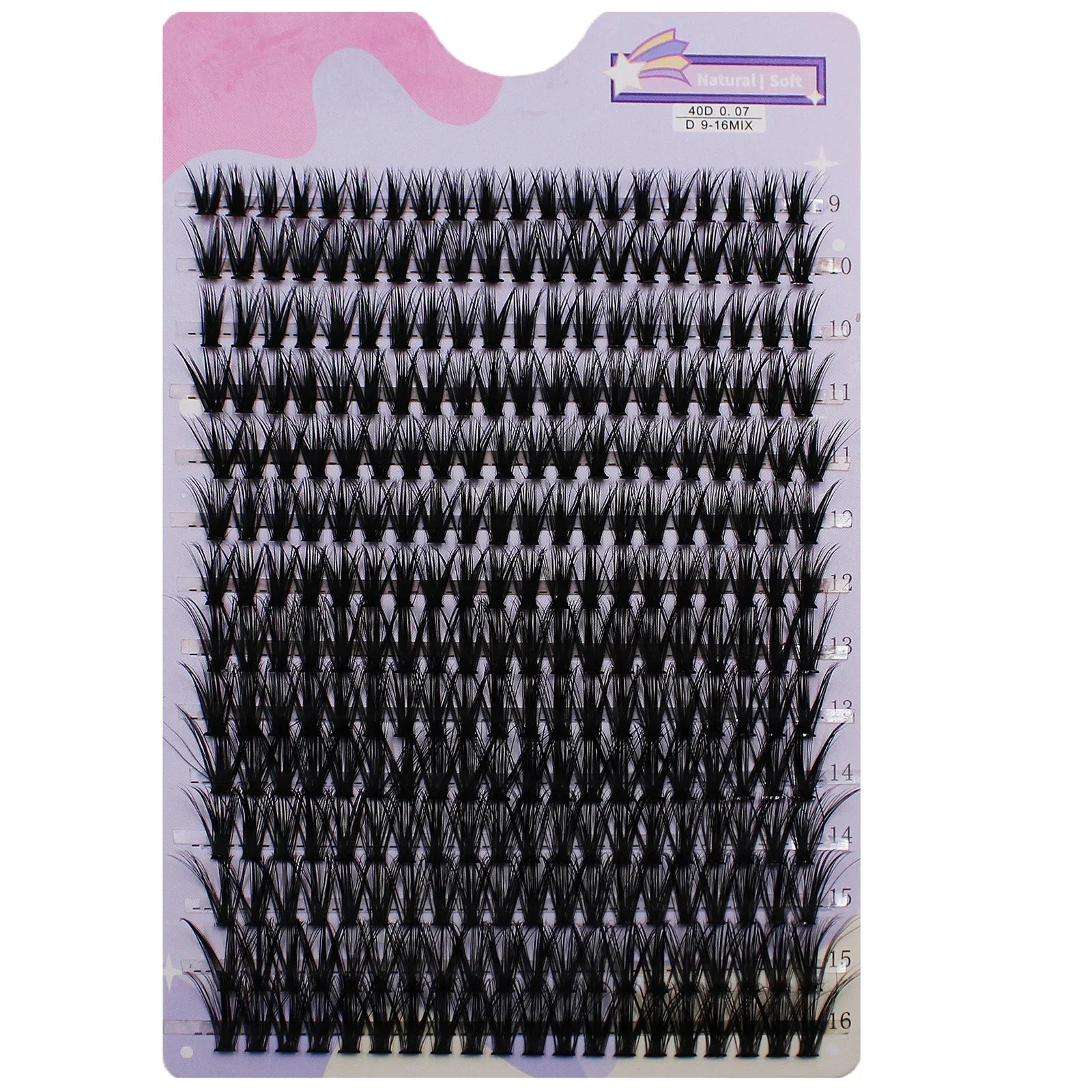 14 Rows 280 Clusters 40D Mix 9-16mm Cluster Lashes Extension | Natural Thick Strip additional angle