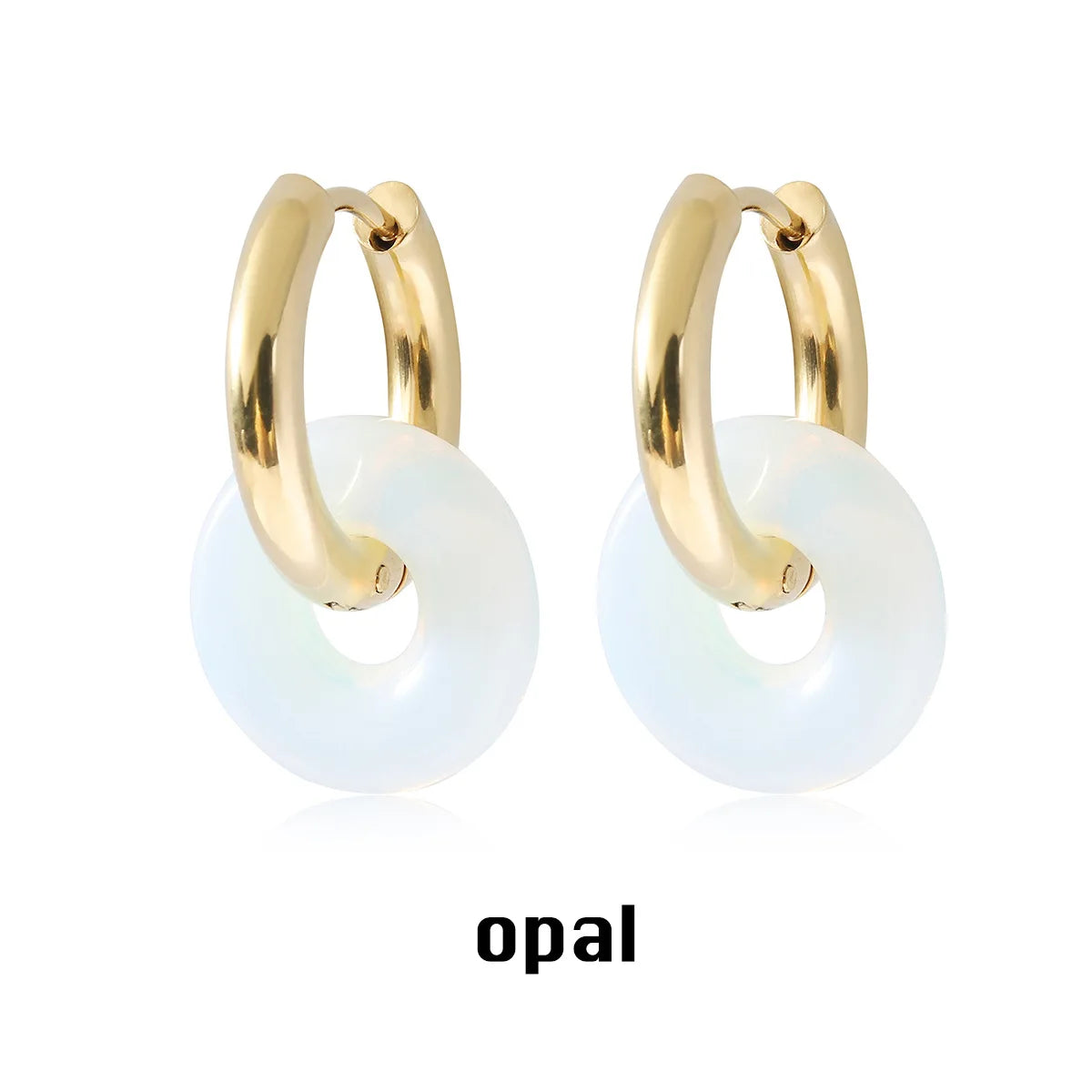 Natural stone double hoop earrings Circle crystal earrings Gemstones Round Circle Dangle Drops Earrings For Women Round earrings