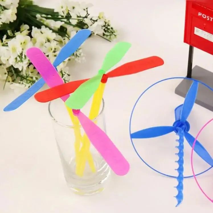 10/20pcs Novelty Plastic Bamboo Dragonfly Propeller Outdoor Classic Toy Kid Gift Rotat close-up view