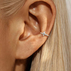 1Pcs Fashion Gold Color Cross Star Ear Clip For Women Girls Simple Metal C-shaped Wit alternate view