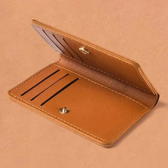 PU Leather Slim Bifold Wallet | Minimalist Credit Card & Coin Holder detail view