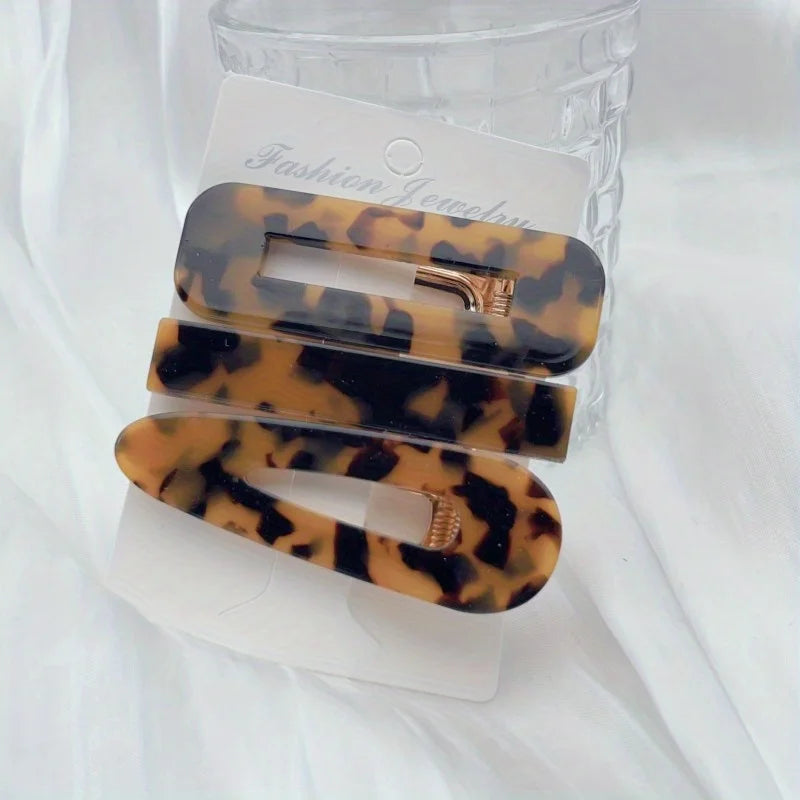3pcs/set Acetate Hollow Water Drop Long Strip Hairpin Simple Duck Beak Clip Broken Ha alternate view