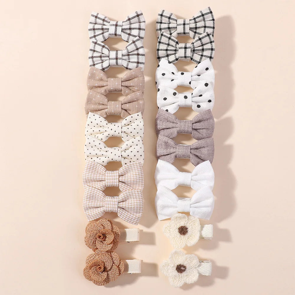 20pcs/set Lovely Kids Bows Hair Clips for Girls Barrette Boutique Full Coverage Fabri lifestyle view