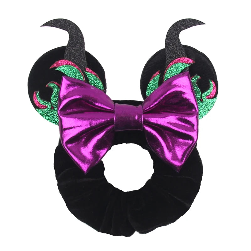 Women Ears Hair Scrunchies Velvet Hairbands For Girls Sequins Bows Headband Women Trip close-up view