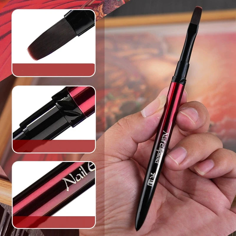 Nail Art Brush Metal Handle Phototherapy Acrylic UV Gel Brush Nails Extension Builder Pa detail view
