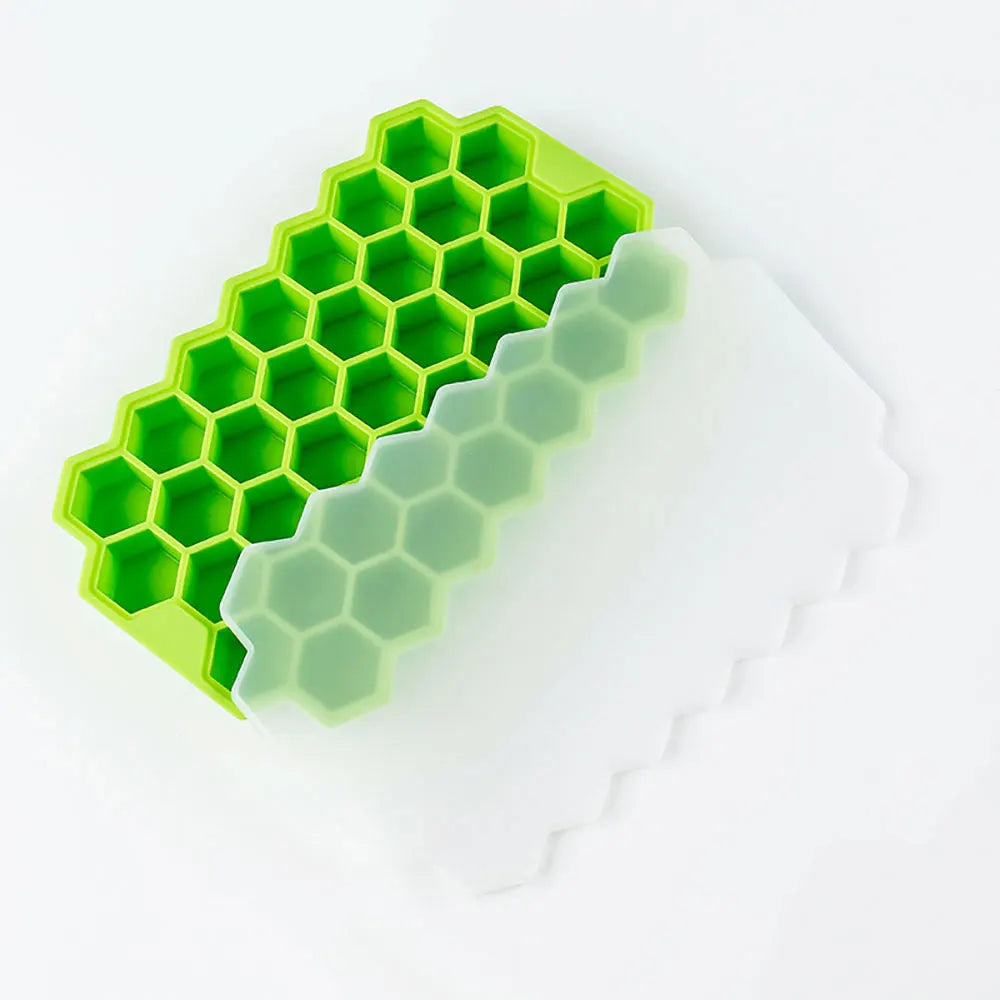 37 Grids Honeycomb Ice Cube Silicone Mold with Lid | Flexible Silicone Ice Tray for D alternate view