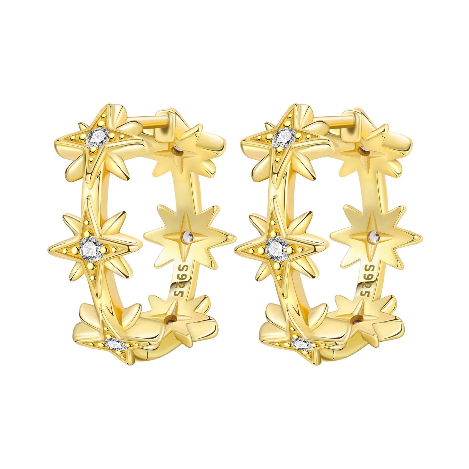 Original 925 Sterling Silver Planet Starlight Earrings Fashion 18K Gold Hoop Earring for detail view