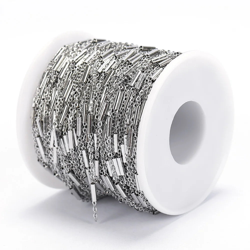 2Meters Stainless Steel Link Cable Gold Chains for DIY Jewelry Making Rolo Chain Beads close-up view