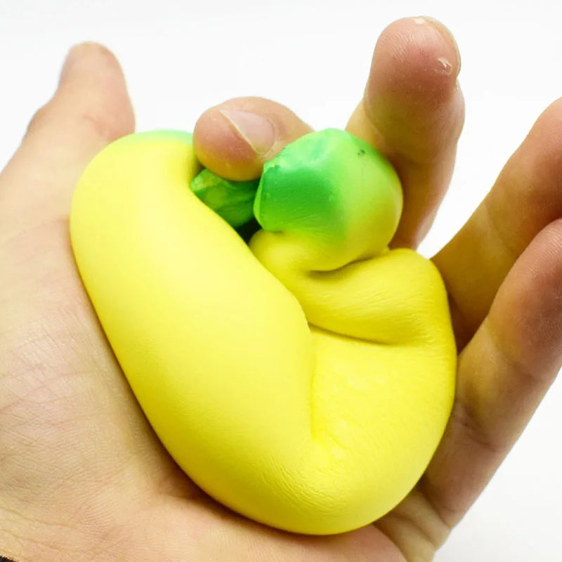 Jumbo Squishy Banana Stress Toy | Slow Rising Anti-Stress Fruit Squeeze close-up view