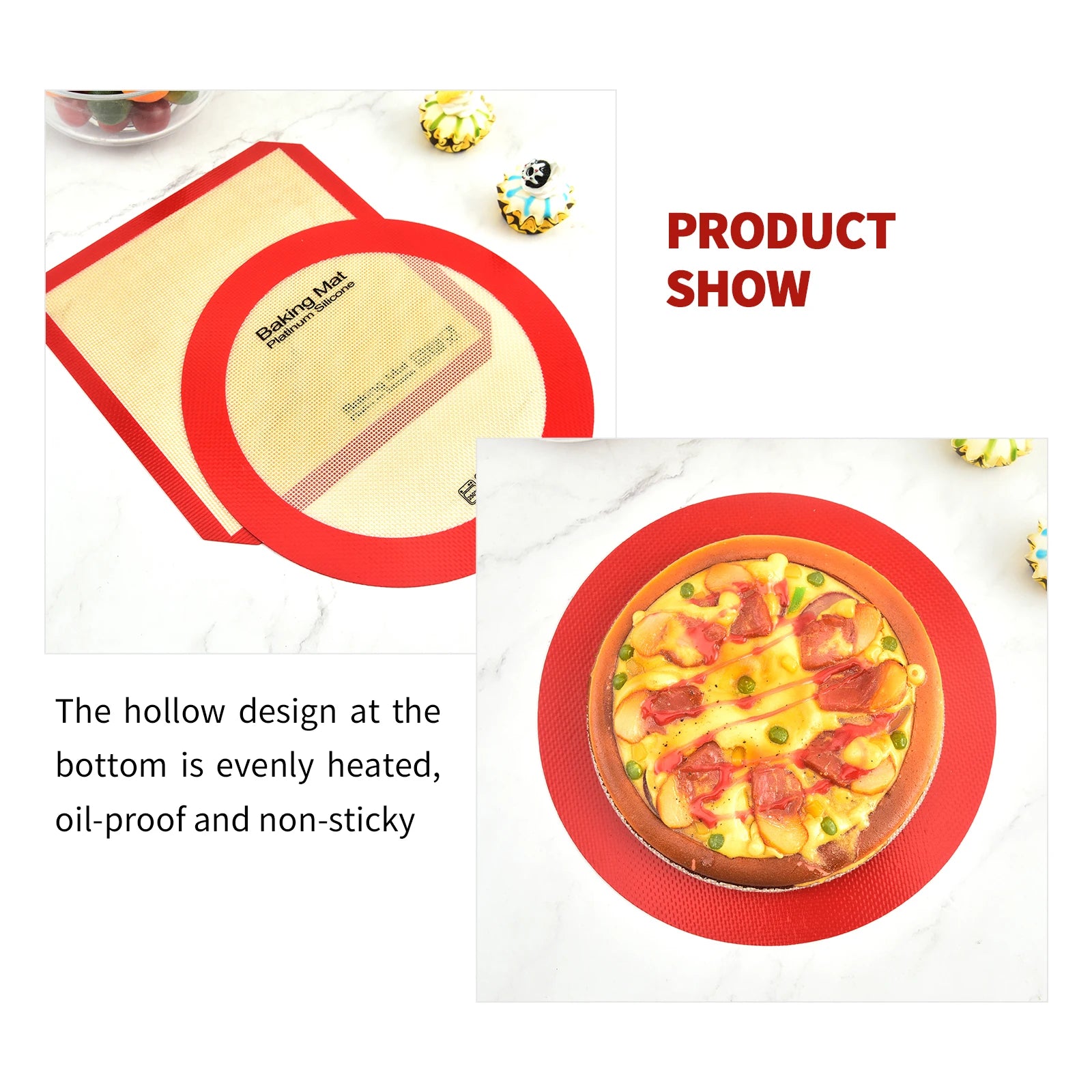 Silicone Baking Mat | Non Stick Heat Resistant Board for Kneading and Rolling close-up view