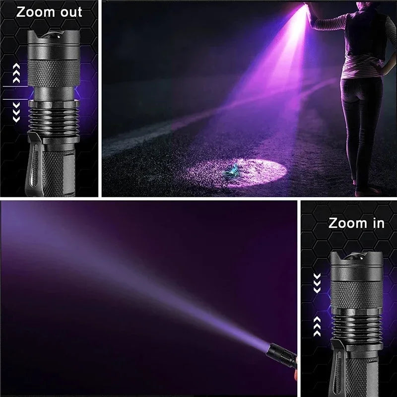 UV LED Flashlight 395nm | Ultraviolet Blacklight Detector for Pet Urine and Stains detail view