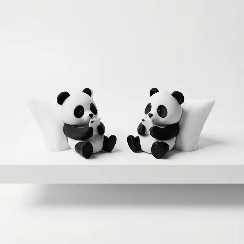 Panda Sculpture Ornament, Desktop Office Decoration, Car Decor, Creative Animal Model, close-up view