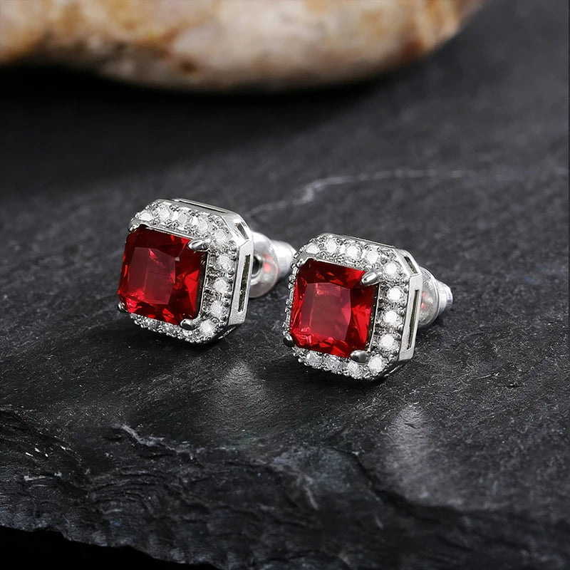 Huitan Rectangle/Square Green Cubic Zircon Stud Earrings Women Elegant Party Accessor alternate view
