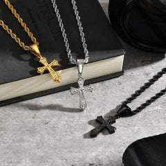 Hiphop Cross Necklace for Men Women | Stainless Steel Cross Charm Trendy Jewelry Gift alternate view