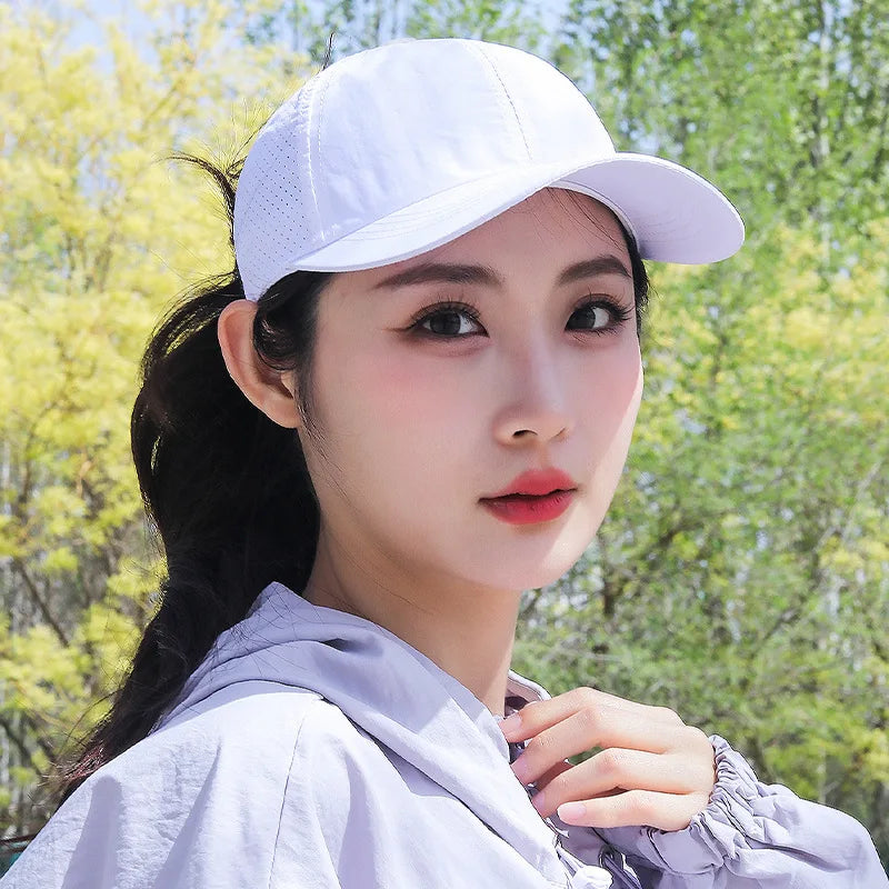 Women's High Ponytail Mesh Baseball Cap | Quick-Dry Breathable Sun Hat for Outdoor Spo close-up view