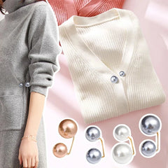 Pearl Brooch Pin For Women Scarf Double Pearl Fixed Safety Pin Accessories Clothes Buckle Clips Multifunction Brooch Clips Lapel
