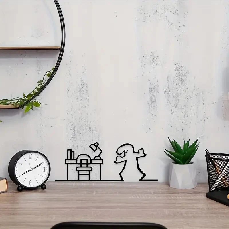 La Linea Minimalist Line Art Stickers | Modern Home Decor Door Decal additional angle