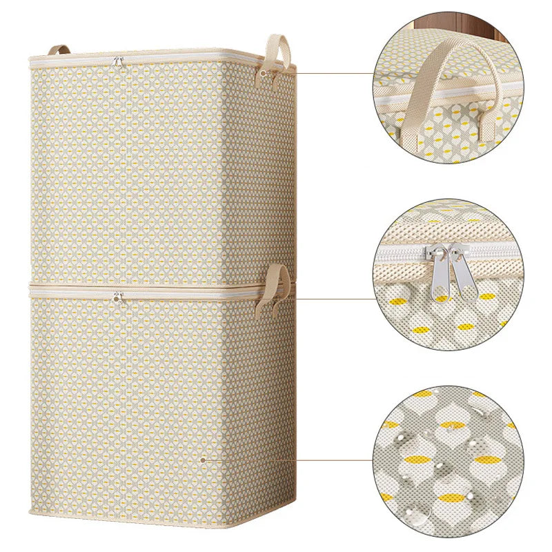 Bag Non-Woven Fabric Home Storage Organizer Dust-Proof Moving Storage Quilt Bag close-up view