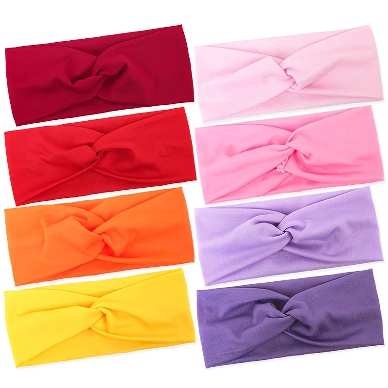 Solid Color Knotted Hairband Elastic Wide Headband Women Unisex Sports Yoga Running C lifestyle view