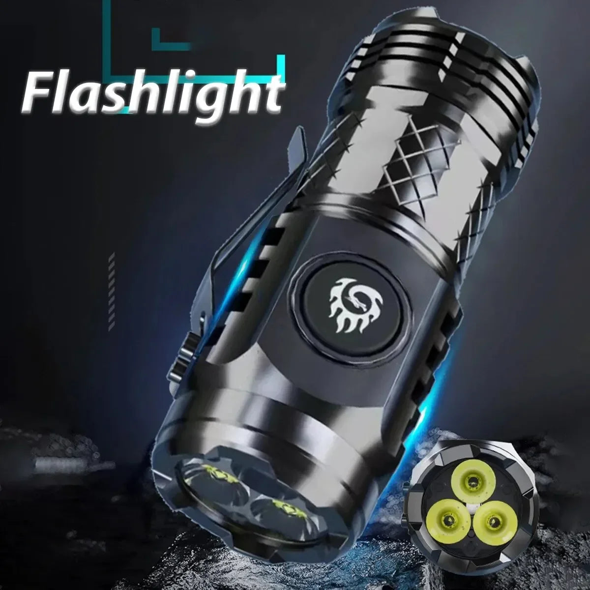 Portable High Brightness 3 LED Flashlight | Type-C Rechargeable Mini Outdoor Light lifestyle view