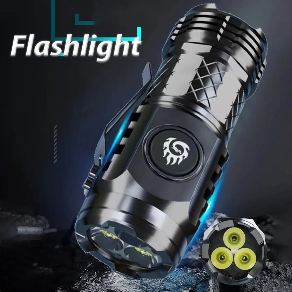Portable High Brightness 3 LED Flashlight | Type-C Rechargeable Mini Outdoor Light lifestyle view