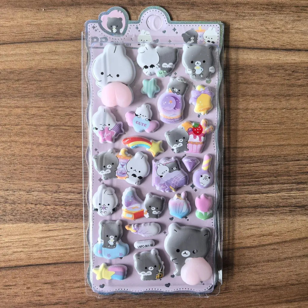 3D Cartoon Sticker Pack | Cute Decorative Embellishment for Planners and Devices close-up view