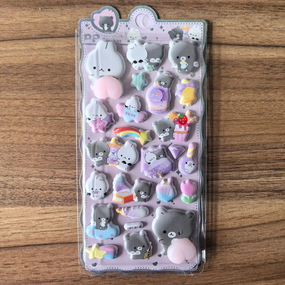 3D Cartoon Sticker Pack | Cute Decorative Embellishment for Planners and Devices close-up view