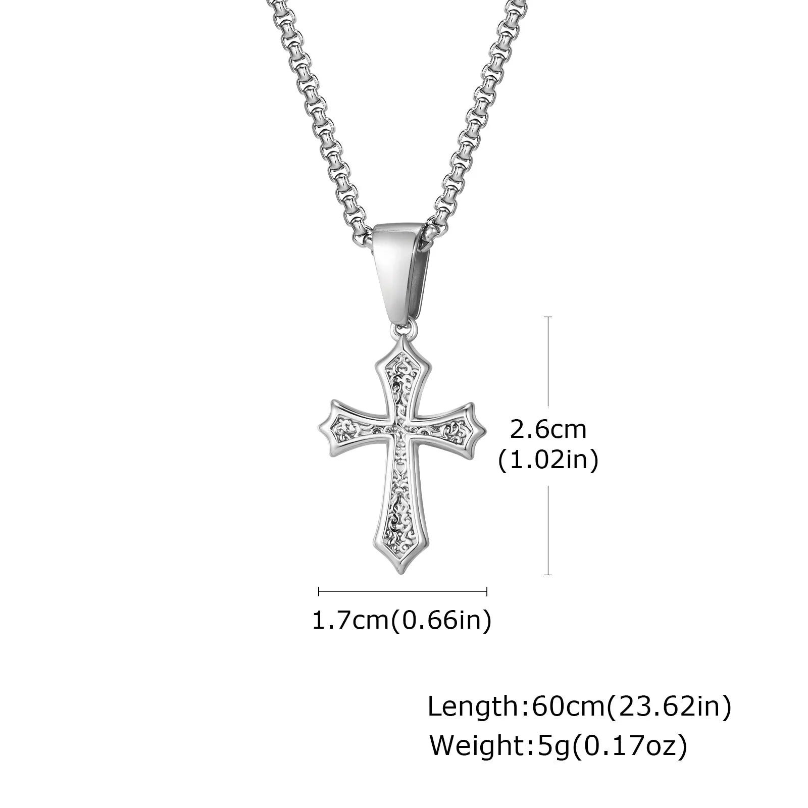 Plain Cross Necklace for Men and Boys | Stainless Steel Silver Tone Religious Jewelry alternate view