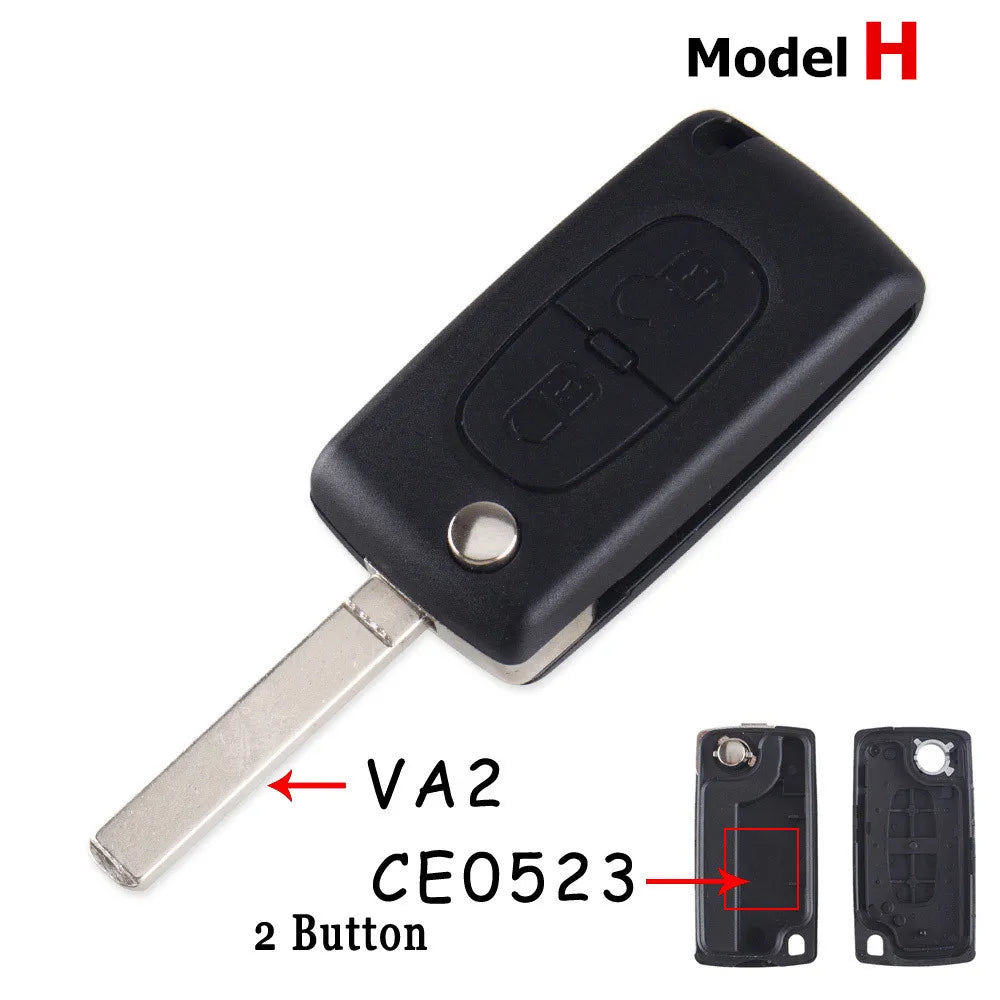 Flip Key Shell Case for Peugeot 207 307 308 407 Citroen C2 C3 additional angle