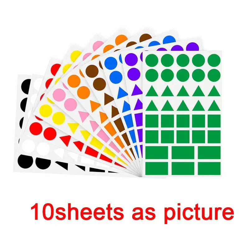 Colored Triangles Rectangular Dot Stickers for Kids | Jigsaw Puzzle Geometry Scrapboo alternate view