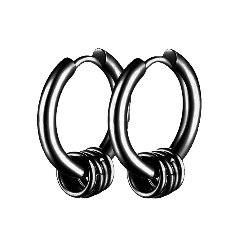 Gothic Stainless Steel Hoop Earrings | Unisex Dragon Punk Jewelry alternate view