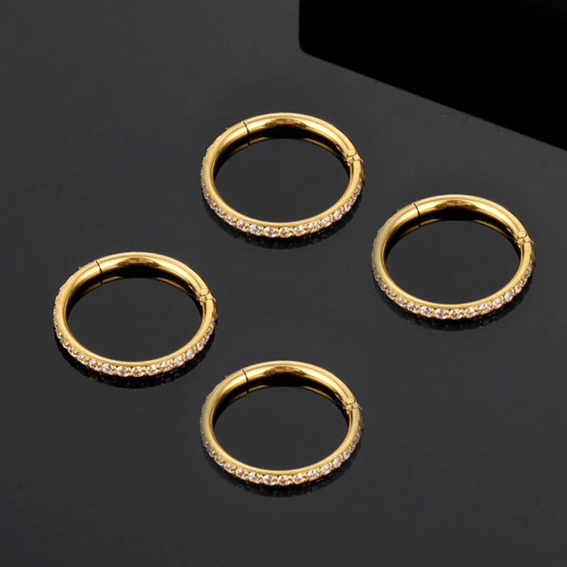 Steel Hinged Segment Hoop CZ Stone Nose Ring Nipple Clicker Ear Cartilage Tragus Heli lifestyle view