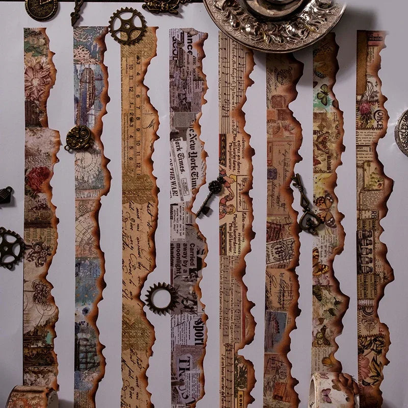Vintage Washi Tape Set | Junk Journal Masking Tape for Scrapbooking and DIY Decor detail view