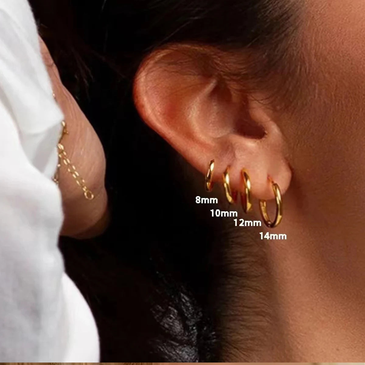 4 Pairs No Charms Stainless Steel Tiny Hoop Earrings Simple Silver/Gold Color Cirle Earrings Ins Sin
