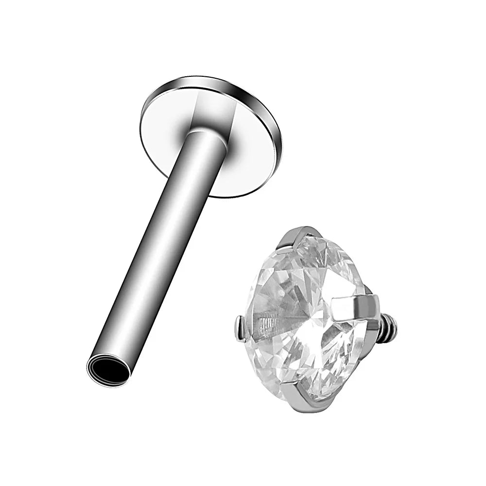 2/3/5PCS 16G Stainless Steel Labret Piercing Jewelry - CZ Crystal Monroe/Lip Studs, additional angle