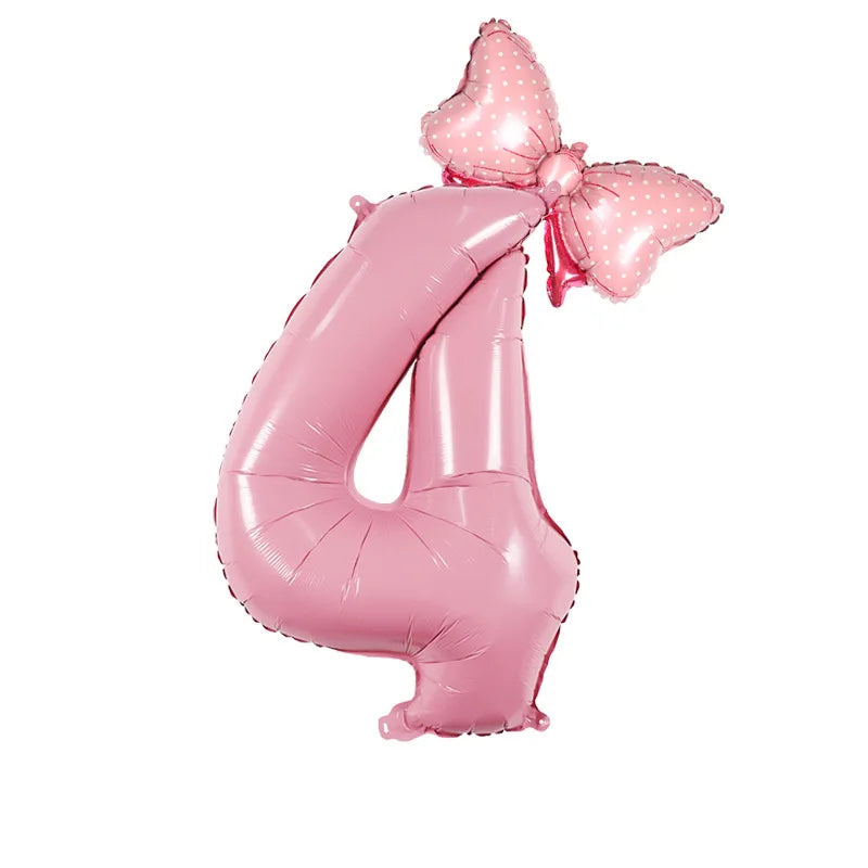 Number Foil Balloon Set with Bows | Birthday Party Decor alternate view