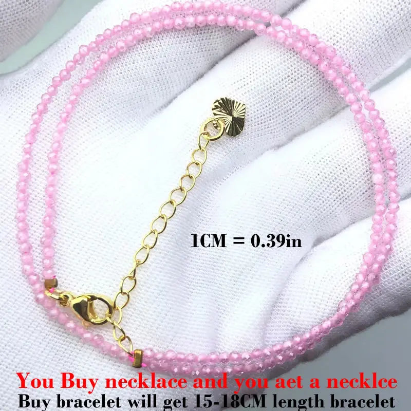 Fashion Faceted 2mm Beads Necklace Mini Natural Stone Amethysts Quartzs Agat Choker Mi close-up view