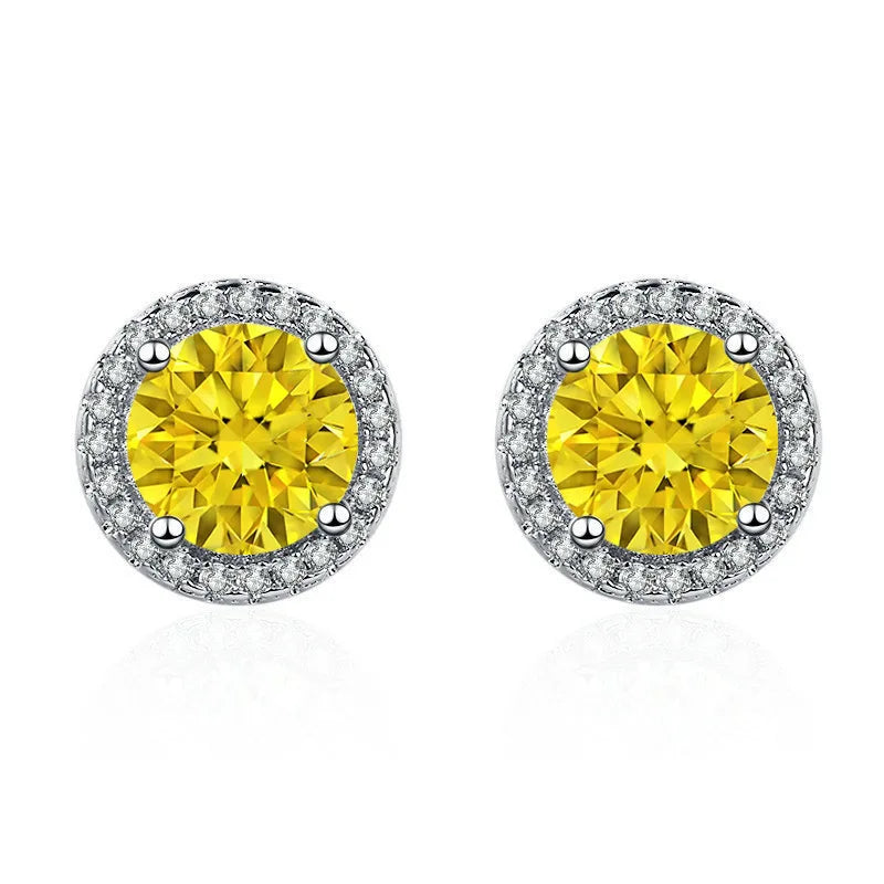 925 Sterling Silver Stud Earrings | Zircon and Colored Gemstone Elegant Jewelry alternate view