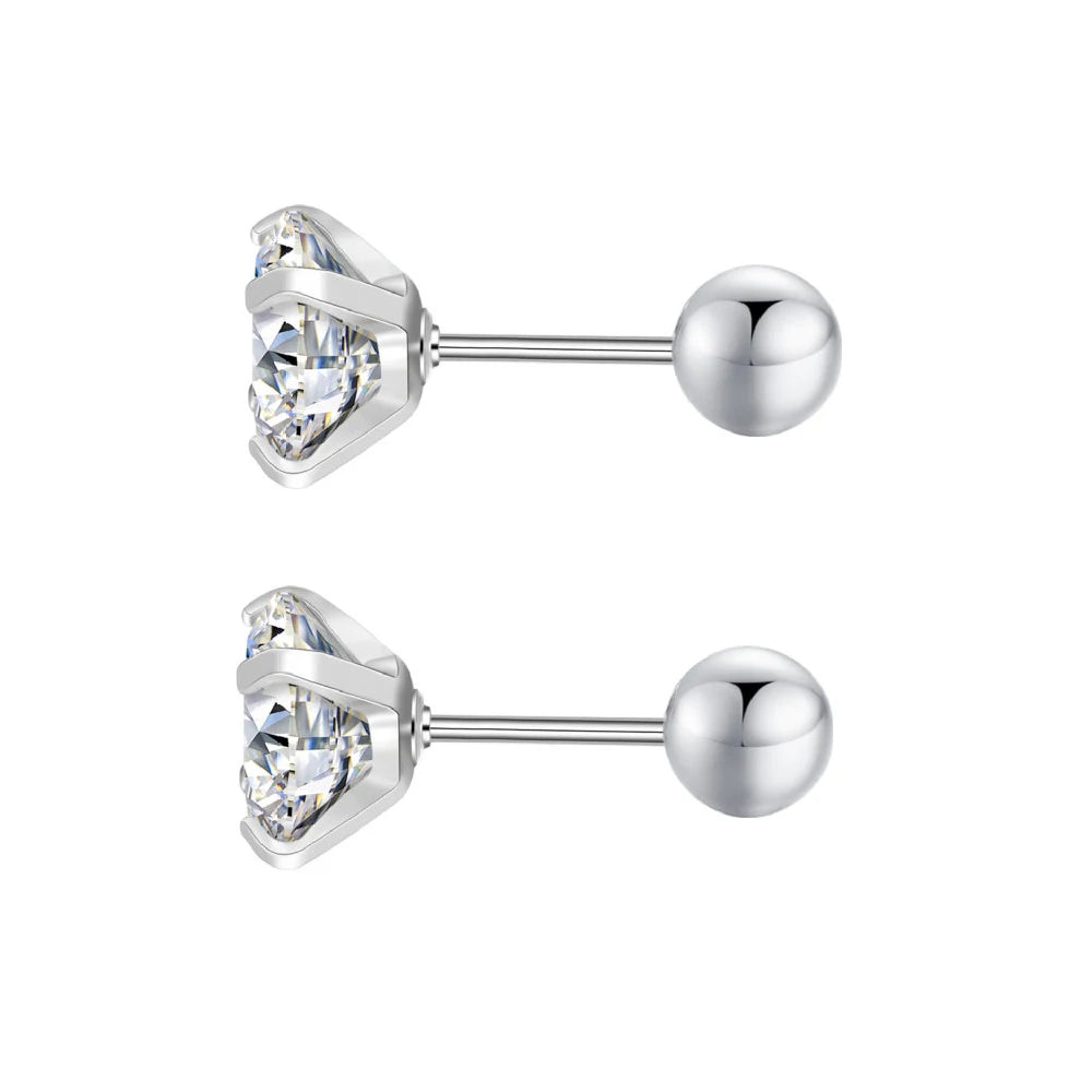 Stainless Steel Cubic Zirconia Stud Earrings | Screw-Back CZ Earrings for Women and M lifestyle view