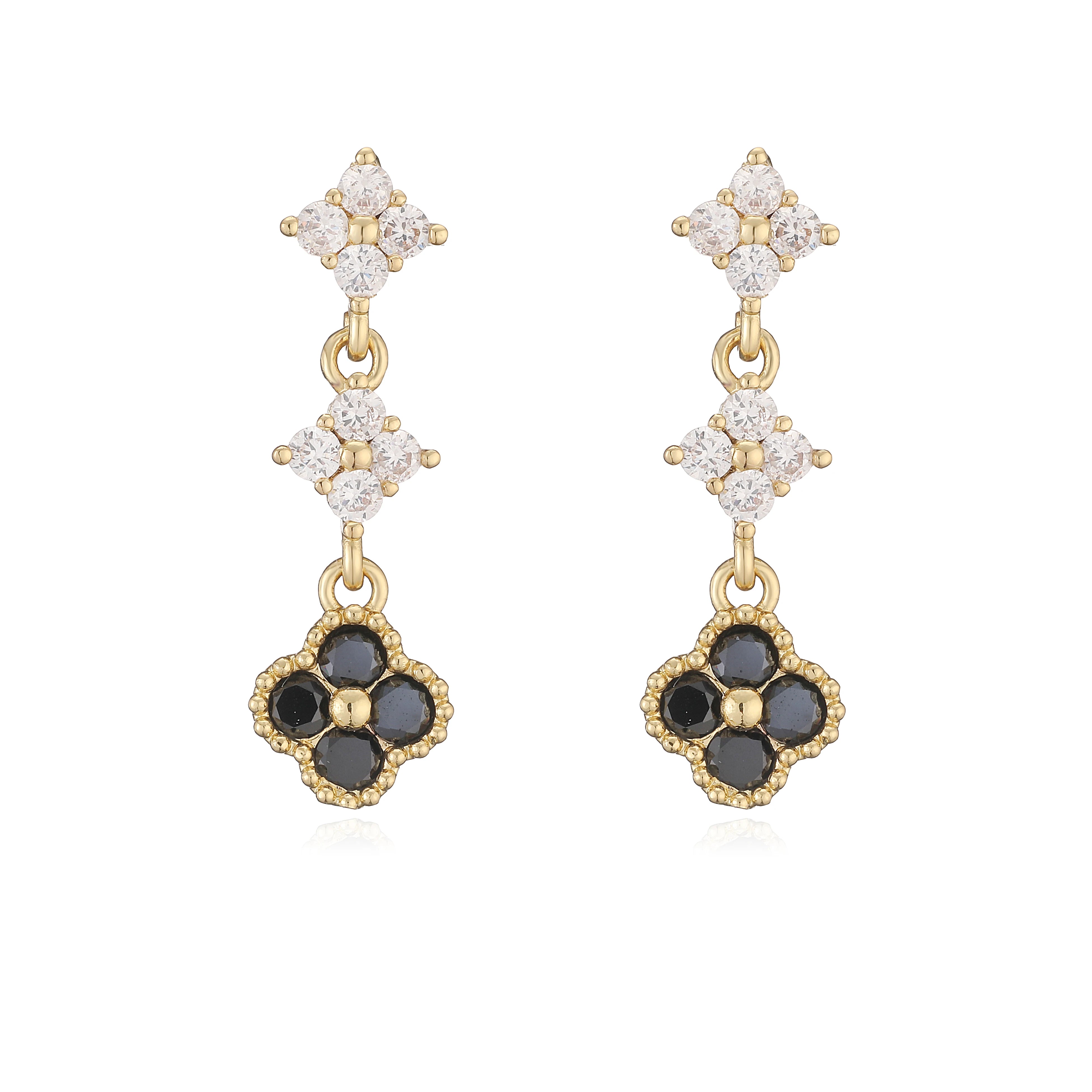 HECHENG,Sparkling Zirconia Stud Earrings Floral Tassel Earrings French Banquet Style alternate view
