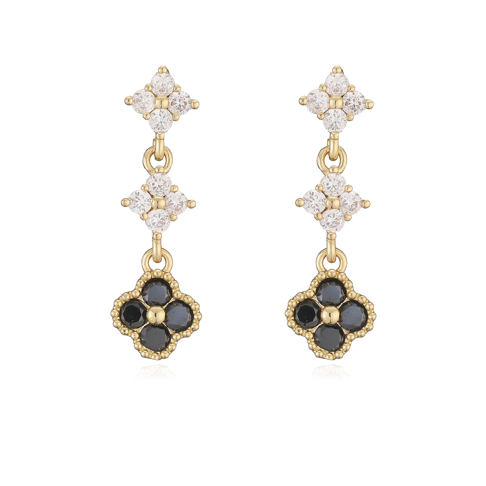 HECHENG,Sparkling Zirconia Stud Earrings Floral Tassel Earrings French Banquet Style alternate view