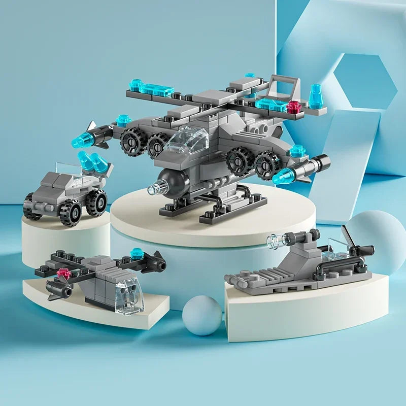 City Fire Car Building Blocks Set | 6-in-1 Police Truck, Engineering Crane, Tank & He lifestyle view