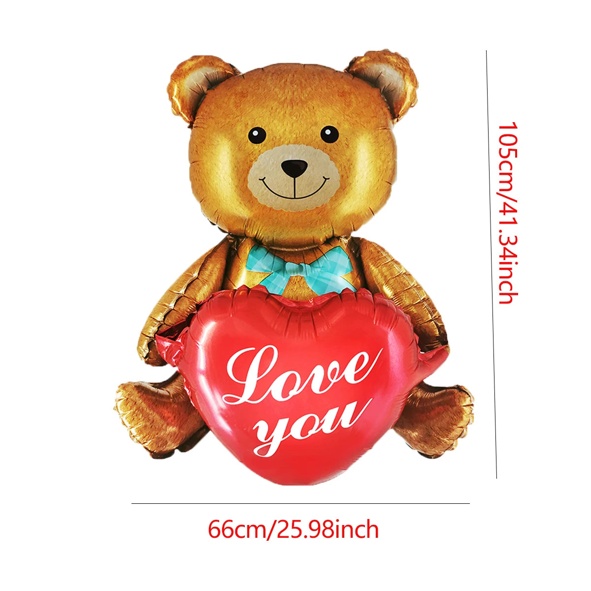 Love Heart Bear Balloon with Stand | Valentine's Day Decor detail view