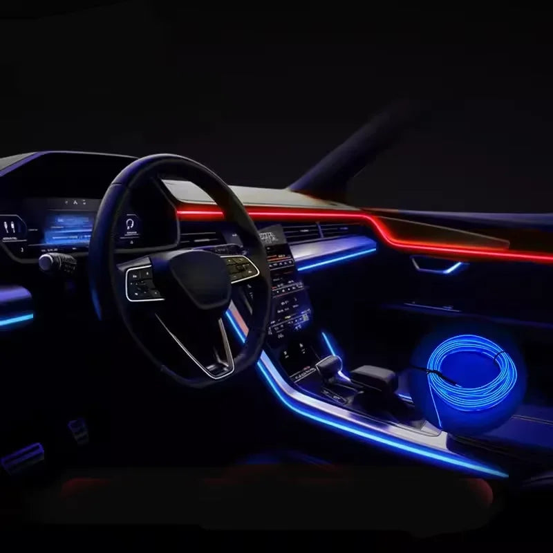 3M USB Blue LED Car Interior Atmosphere Light Strip | Flexible EL Cool Neon Light f additional angle